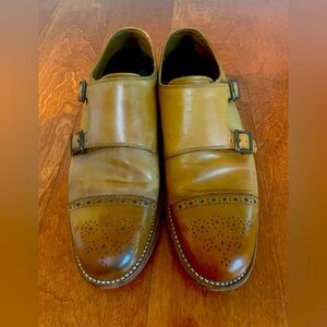 Grenson double strap monk shoes, tan, size 7